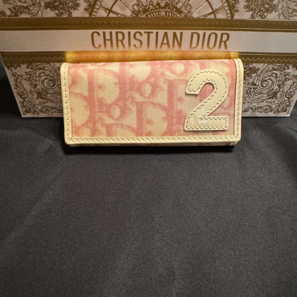 Dior Pink and Cream Canvas Key/Card Wallet - Picture 3 of 16